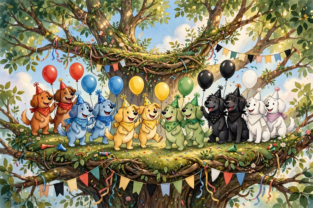 Storybook art for Go Dog Go: dogs in hats on the go